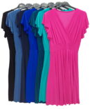 φορέματα κρουαζέ μονόχρωμα με βολάν στο μανίκι