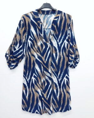 Μπλουζοφόρεμα σε μπλέ,καφέ και μπέζ απόχρωση