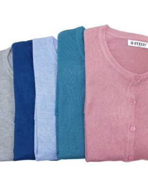 ζακέτα λαιμόκοψη με κουμπάκια και τσέπες